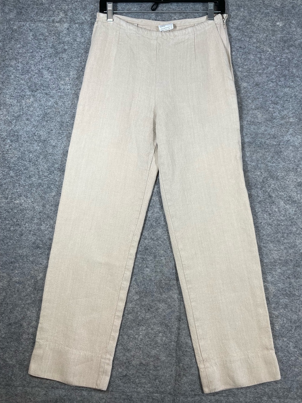 Vintage Beige Linen Pants 100% Linen Straight Leg Minimalist Coastal Chic Resort
